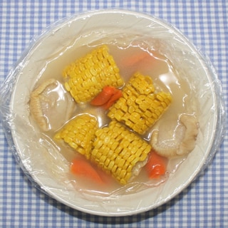 ポリ袋レシピ☆乾燥とうもろこしと乾燥野菜のスープ